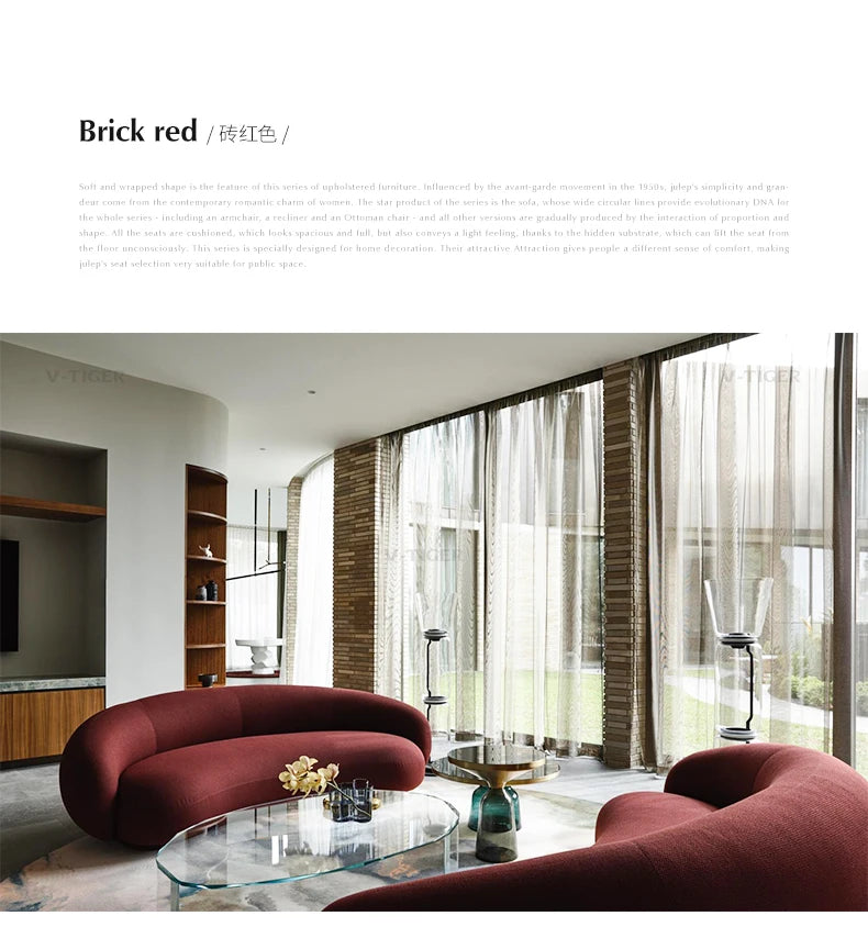 Whole house furniture Nordic Light Luxury Minimalist Cashew Sofa Designer Curved Living Room Fabric Craft Sofa Combination