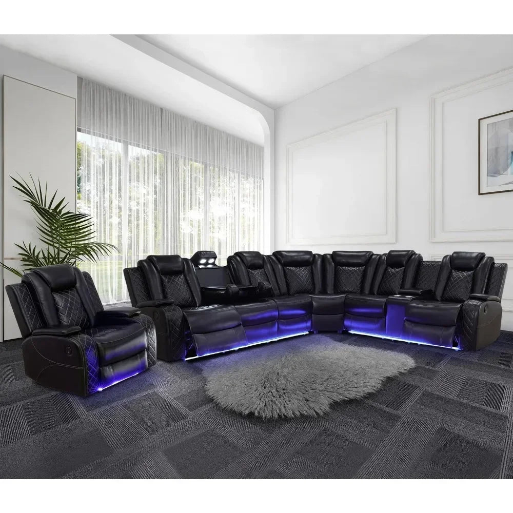 Nordic Power Recliner Sofa Sectional Couches with LED Light for Living Room
