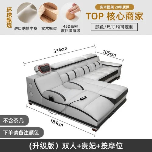 Massage sofa minimalist top layer cowhide home living room Italian minimalist leather art