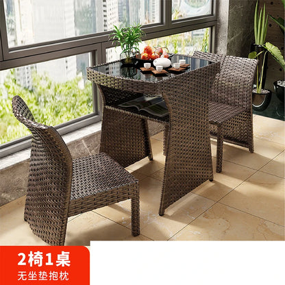 Balcony rattan chair three-piece outdoor courtyard combination small table and chair casual coffee table