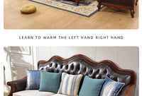 4*American all-solid wood leather sofa European double triple retro modern simple