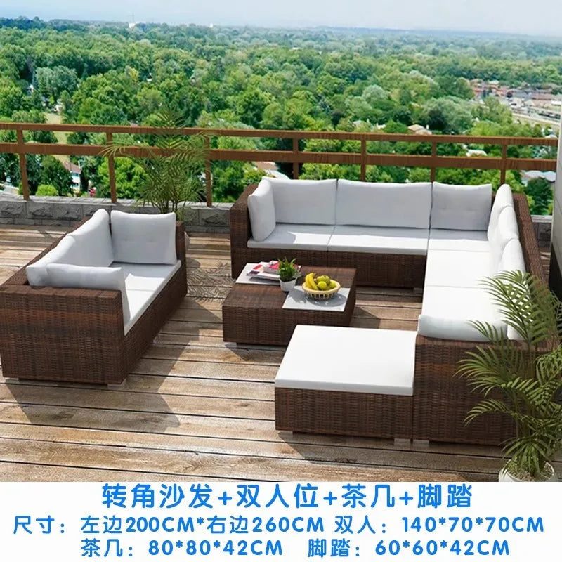 Outdoor sofa combination courtyard garden balcony rattan table and chairs terrace waterproof and sun protection outdoor