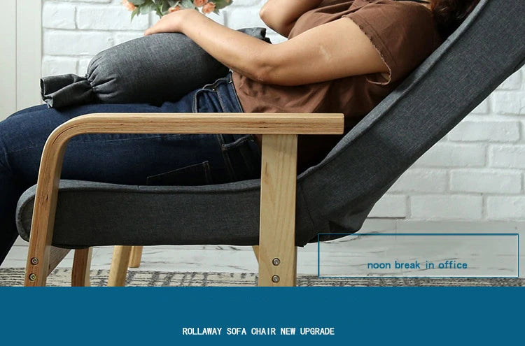 Solid Wood Living Room Designer Leisure Chair Balcony Bedroom Dormitory Fold Recliner Home Furniture Office Backrest Armrests