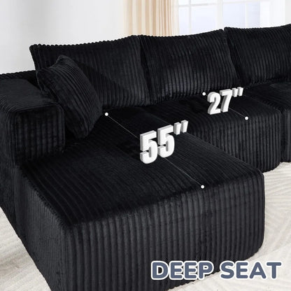 102" Modern Modular Sectional Sofa,Cloud Sectional Couch with Chaise,Deep Seat Boneless Sofa,Comfy Upholstered L-Shape Couch