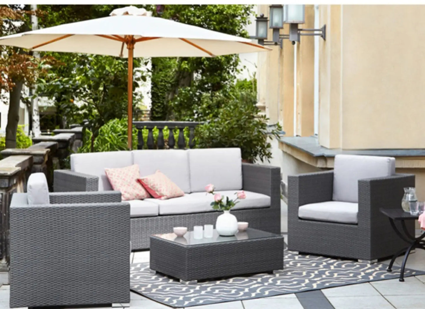 Outdoor Coffee Table Garden Sofas Combination Leisure Nordic Lawn Garden Sofas Simple Pe Rattan Furniture Sofá Jardín MHHYSF