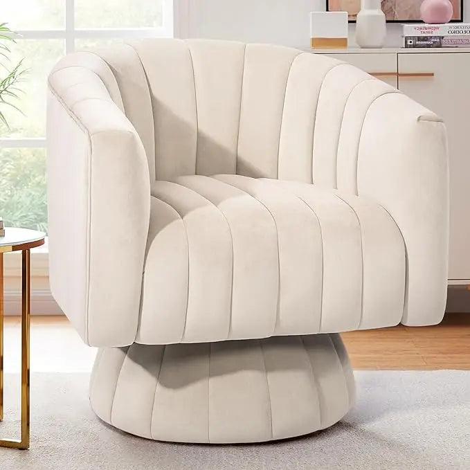 Mid-Century Swivel Barrel Chair with Armrests, Overstuffed Velvet, 360° Rotation, Suitable for Living Spaces，Customized