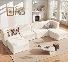 Gaildon Corduroy Sponge Sofa Lounge Chair Fluffy Modern Sleeper Chair With Removable Footrest for Indoor Living Room and Bedroom