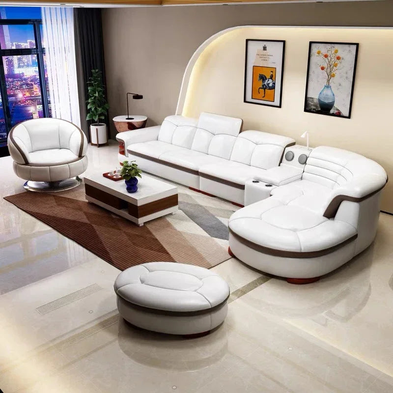 Contemporary Modern Leather Living Room Sectional Sofas Set 7 Seater Corner L Shaped Sofa Couch Bed Longue Indoor Furniture