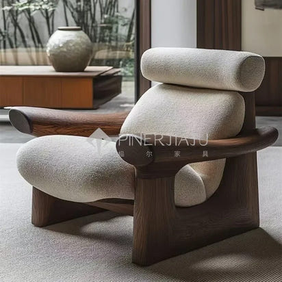 Designer Art Aesthetics Solid Wood Sofa Chair Medieval Homestay Club Sales Department Light Luxury Leisure Chair