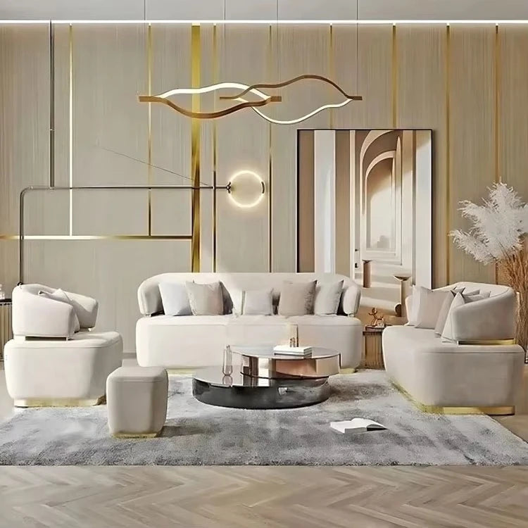 Style Modern Luxury Leather Sofa Set Furniture Genuine Leather Sofa Set for Living Room