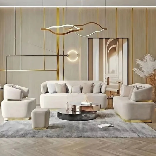 Style Modern Luxury Leather Sofa Set Furniture Genuine Leather Sofa Set for Living Room
