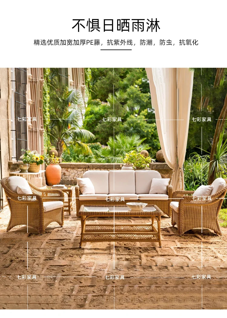 Zz outdoor sofa courtyard leisure hotel outdoor terrace garden balcony rattan chair sofa combination