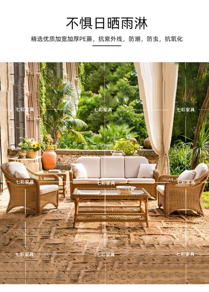 Zz outdoor sofa courtyard leisure hotel outdoor terrace garden balcony rattan chair sofa combination