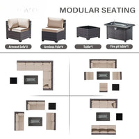 8 Piece Outdoor Patio Furniture Set with Gas Fire Pit Table, 55,000 BTU Auto-Ignition Firepit w/Glass Wind Guard