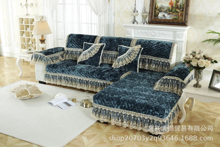 New Model European-style Thick Diamond Velvet Sofa Cover Four Season Universal Anti Slip And Dustproof Solid Color Sofa Cushion
