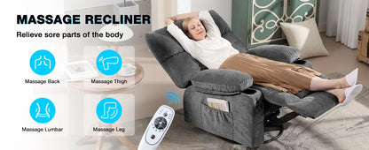MAHOMICO Recliner Chair Oversized Swivel Rocker with Vibration Massage & Lumbar Heating, 360° Swivel, USB Charging Port
