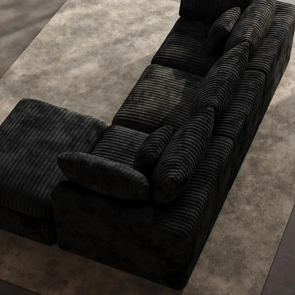 116” Cloud Sectional Couches for Living Room, Modular L Shaped Sofa with Ottoman, Deep Seat Chenille Sectional, Customized