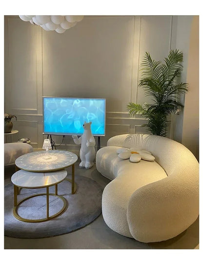 Curved Living Room Sofas Living Room Furniture Cream Style Beauty Salon Sofa Clothing Store Rest Area Reception Sofab
