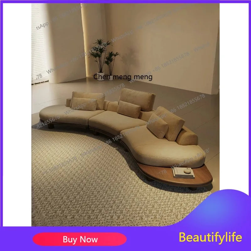 B73 Italian wabi-sabi palm beach fabric sofa living room modern simple curved light luxury, reception sofa