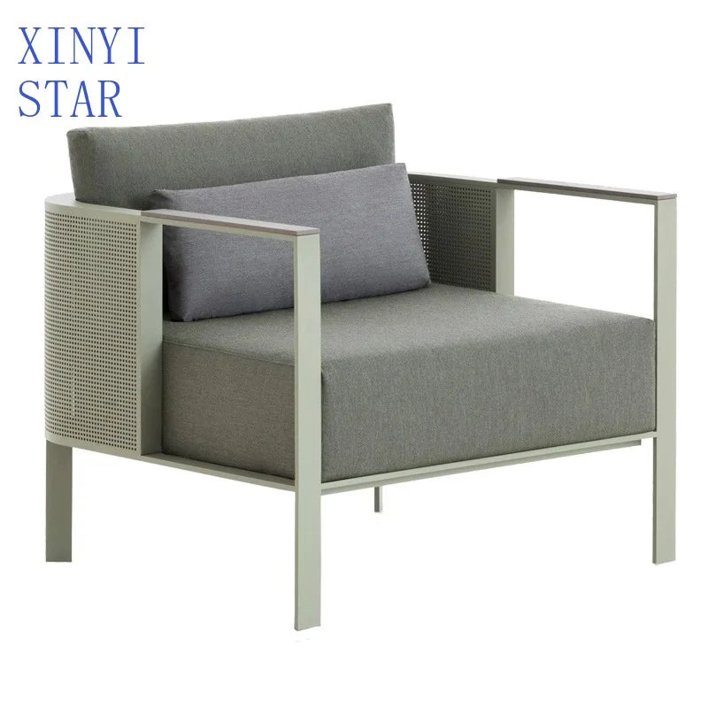 Outdoor stainless steel sofa Hotel sales office Terrace Dining table and chairs