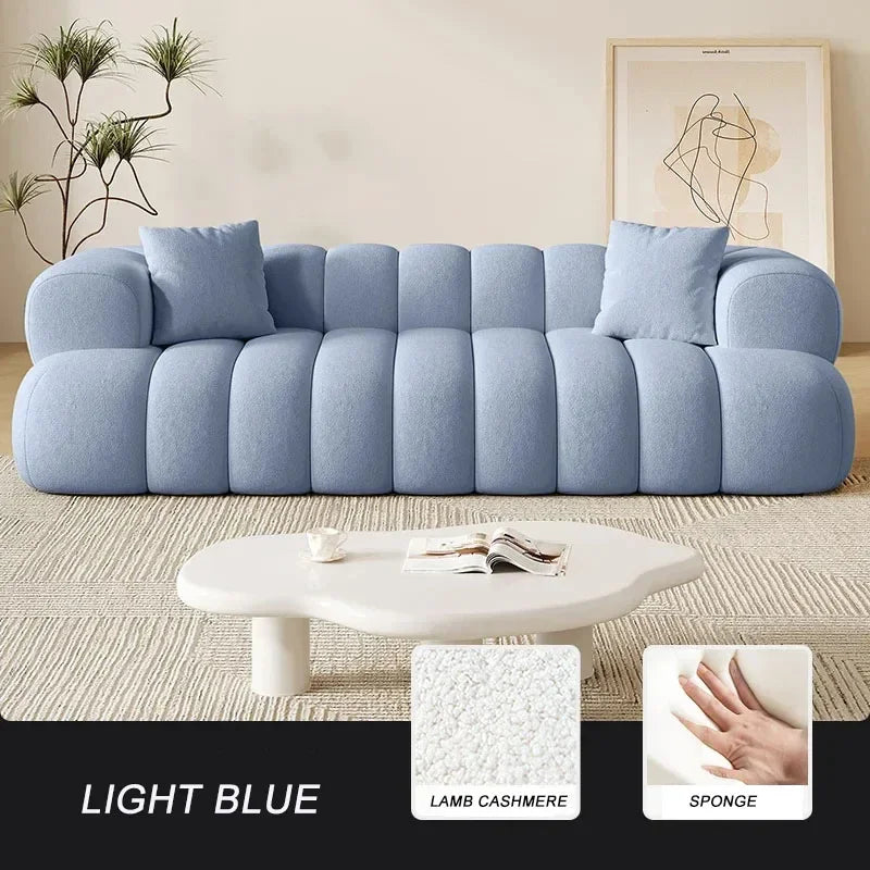French Modern Velvet Puff Sofa Living Room Home Fabric Minimalist Sofa Reclinable