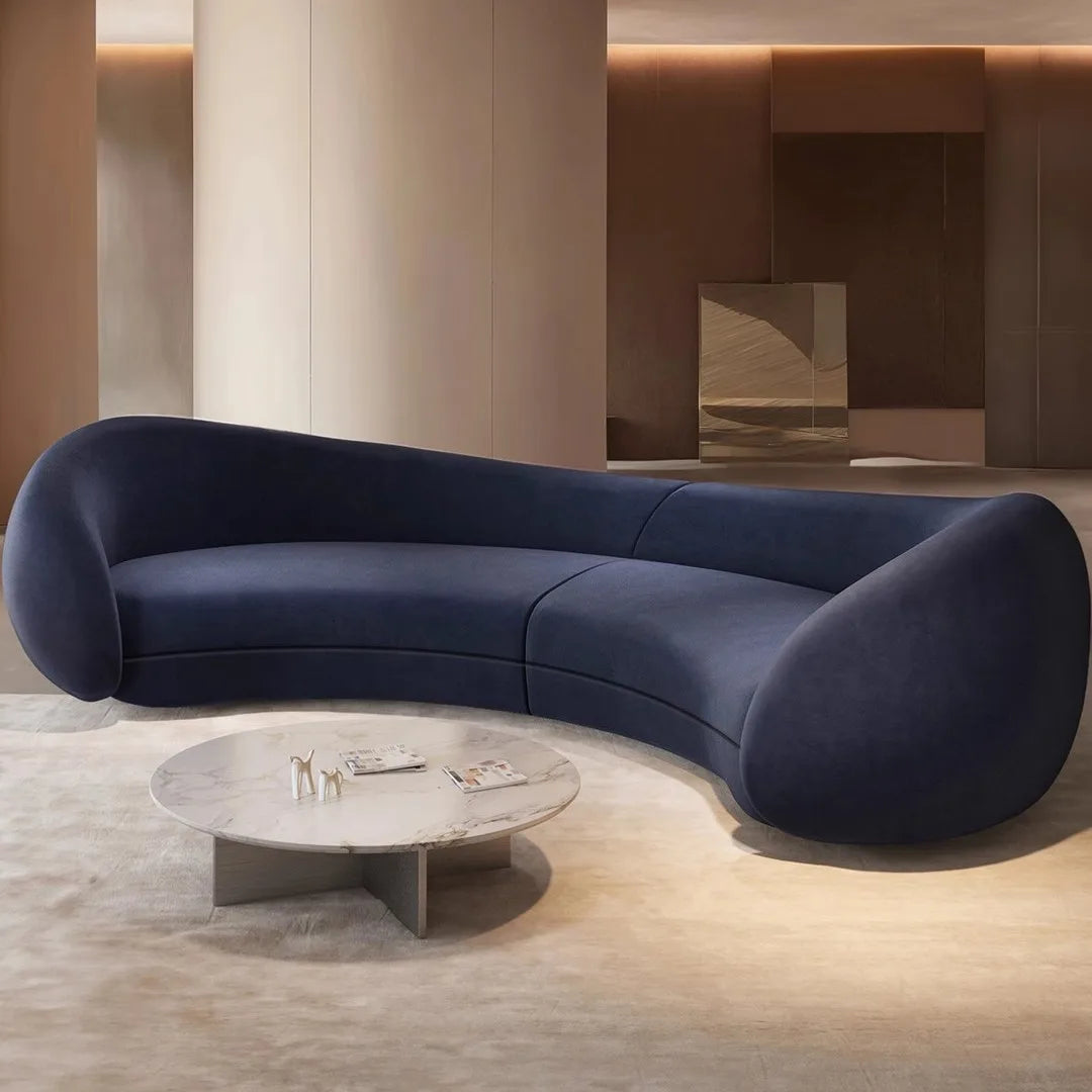 Moon sofa semi-circular living room French lamb wool fabric sofa designer