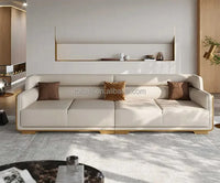 High-end combination sofa set Luxury gold stainless steel back Modern fabric Chesterfield 1 2 3 4-seat sofa Villa leisure
