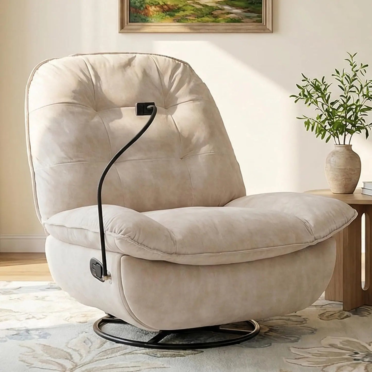 Swivel Rocker Recliner Chair for Adult, Glider Nursery Rocking Chair, Armless Manual Single Recliner Sofa for, Customized