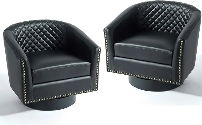 Faux Leather Barrel Accent Chairs Set of 4, Modern Club Arm Chair Comfy Upholstered Single Sofa Chair, Beige