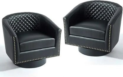Faux Leather Barrel Accent Chairs Set of 4, Modern Club Arm Chair Comfy Upholstered Single Sofa Chair, Beige