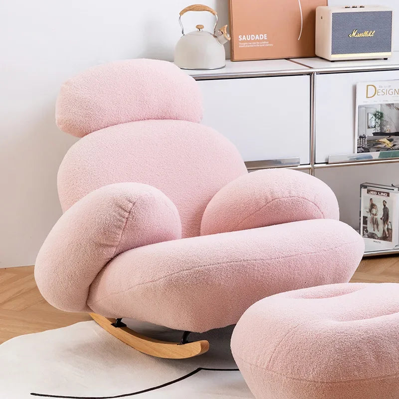 Internet celebrity rocking chair, household cream wind living room balcony bedroom leisure single sofa rocking chair