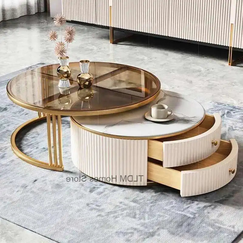Nordic Luxury Coffee Tables Living Room Korea Beautiful Cute Side Table Marble Effect Glass Mesa De Centro De Sala Furniture