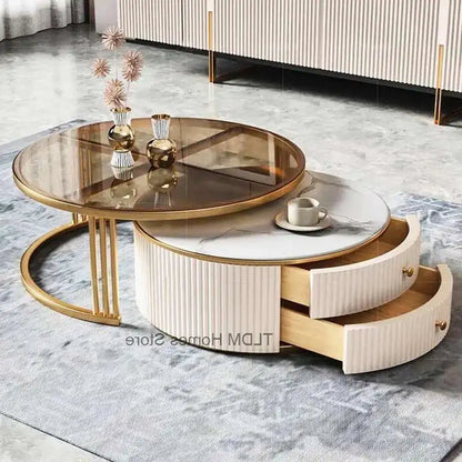 Nordic Luxury Coffee Tables Living Room Korea Beautiful Cute Side Table Marble Effect Glass Mesa De Centro De Sala Furniture