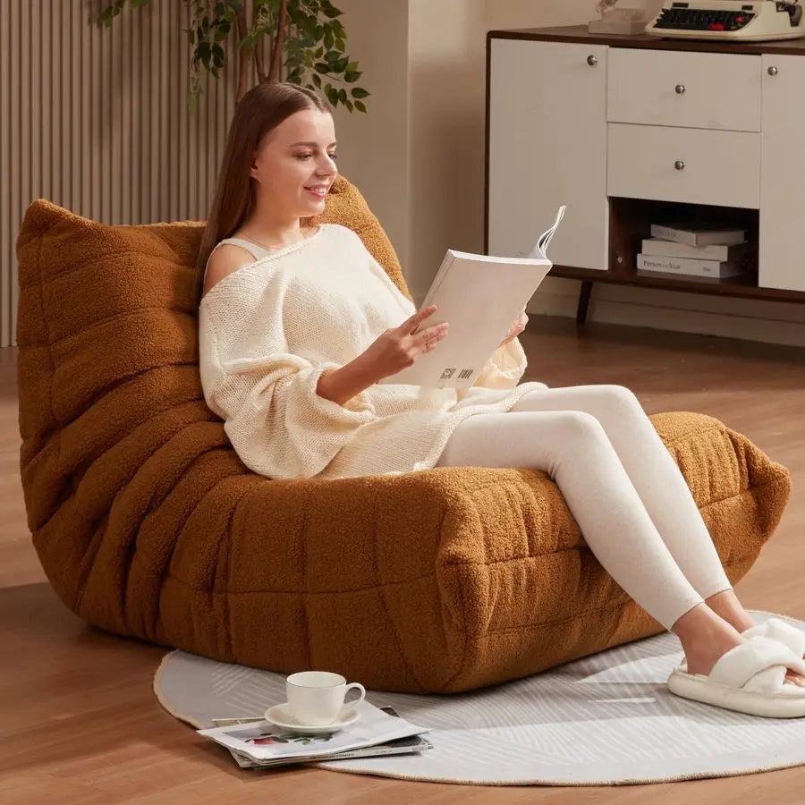 Bean Bag Chairs for Adults Giant Bean Bag Chair Memory Foam BeanBag Chair Bean Bag Sofa with Filler Faux Fur Fireside Beanbags