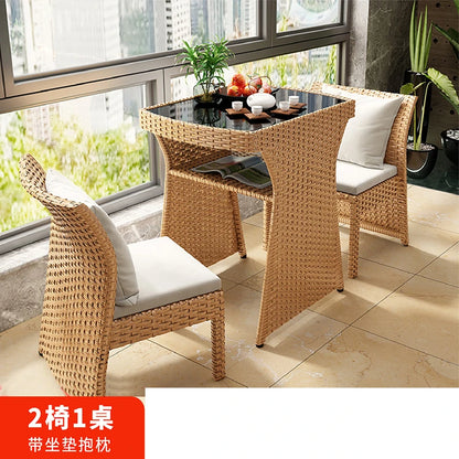 Balcony rattan chair three-piece outdoor courtyard combination small table and chair casual coffee table