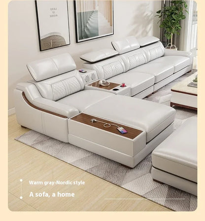 Modern Style Multifunctional Sofa Single Seat L-Shaped Combination Sofa With Massage Chair Leather Sofa Set With Speaker