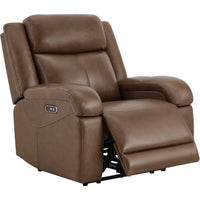 Genuine Leather Power Recliner Chairs for Adults, Wall Hugger RV Recliner with Power Headrest & Charging Ports,