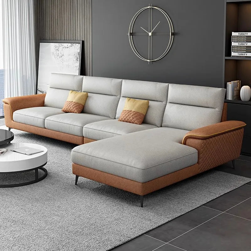 Luxury Charging  Sofas Bed U Shaped Sectional Furniture 7 Seat Modern European Fabric Living Room Sofas Set