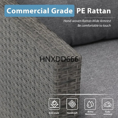 All Weather Outdoor Sectional Patio Sofa Set with Cushions and Wicker Rattan Couch