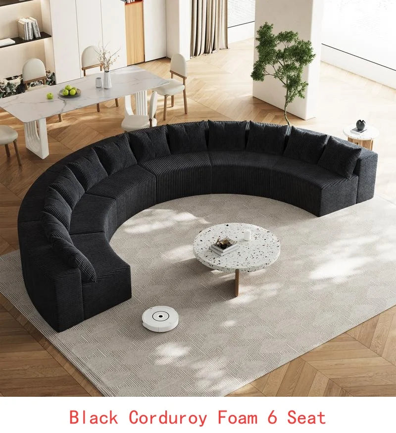 Curved Modular Sectional Foam Sofa with 12 Pillows, Semi-Circular Design for Living Room, Bedroom, Office, Leisure, Nap,