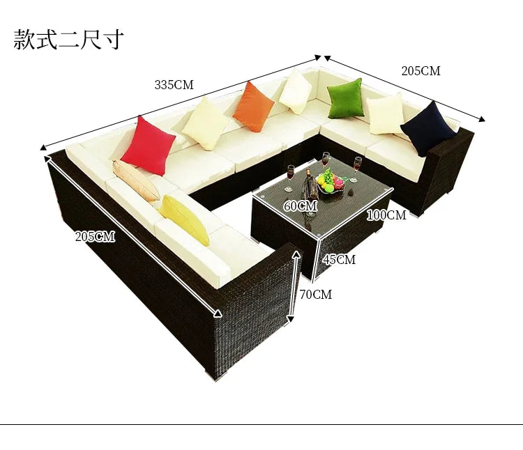 Terrace Modern Garden Sofas Outdoor Combination Courtyard Nordic Garden Sofas Waterproof Pe Rattan Furniture Sofá Jardín MHHYSF