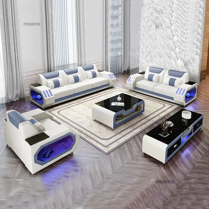 High-end Villa Sofas Design Modularity Sofa U-Shape Living Room Sofas Sets with Bluetooth Speaker for Living Room Furniture
