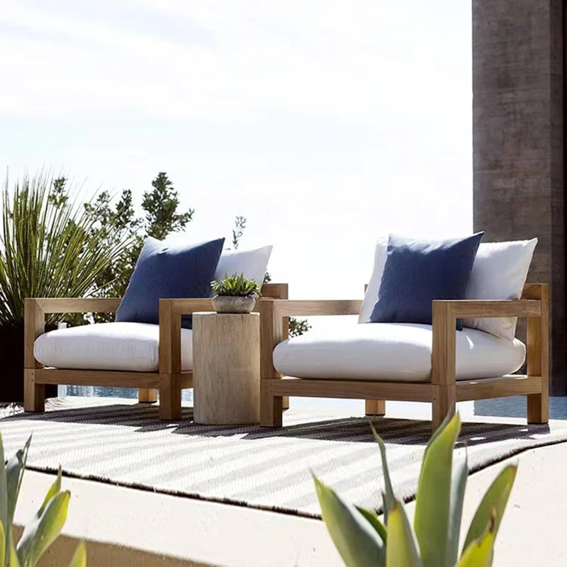 Hotselling All Weather Patio Garden Furniture Hotel Pool Sofa Set Outdoor teak Wood Sofa