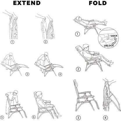 Oversized Padded Zero Gravity Lounge Chair, Foldable Patio Anti Gravity Reclining Chairs Folding Lawn Recliner
