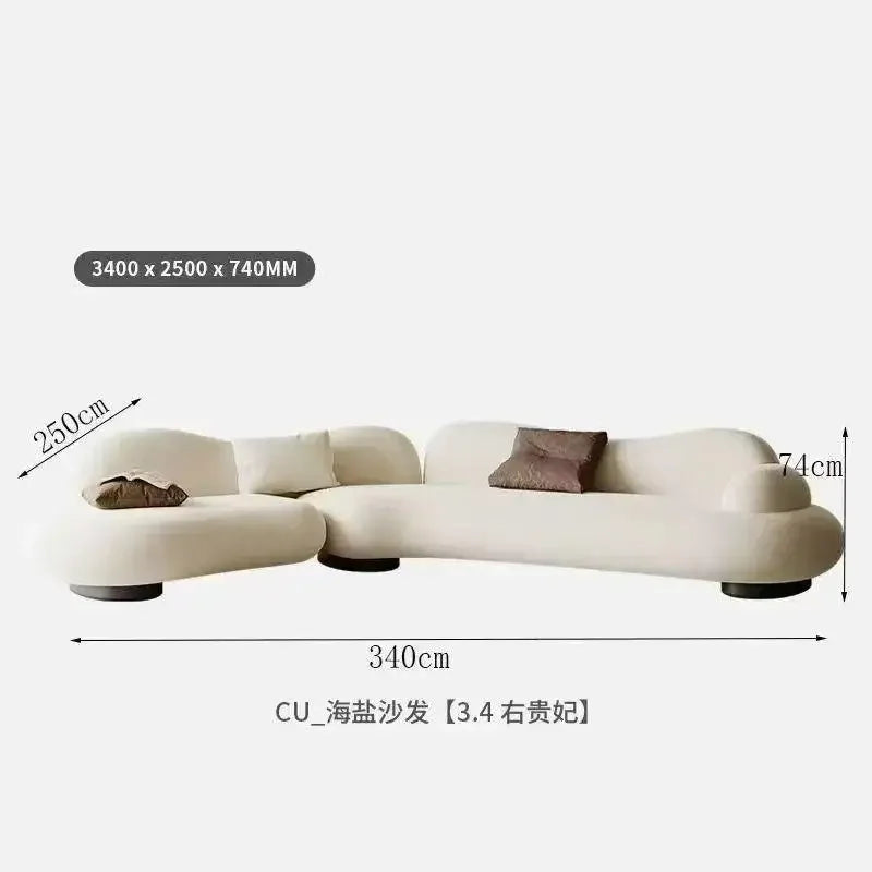 Italian minimalist sea salt sofa living room large flat layer fabric simple modern special-shaped sofa