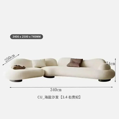 Italian minimalist sea salt sofa living room large flat layer fabric simple modern special-shaped sofa