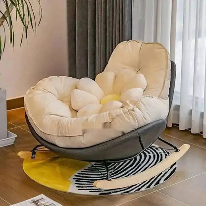 Nordic Sofa Style Single Rocking Chair Lazy Balcony Living Room Bedroom Leisure Can Lie Can Sleep Luxury Eggshell Penguin Chair