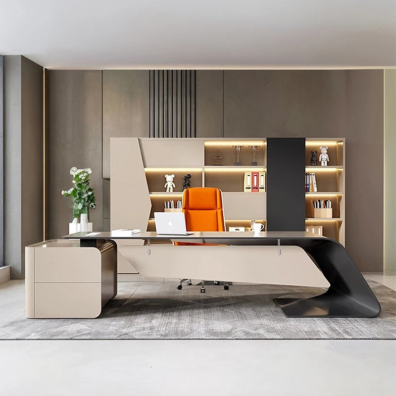 luxury L-shaped Boss Office Desk Modern Organizer Inventory Computer Desk Minimalist European Escritorio Oficina Furniture home
