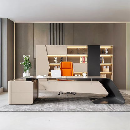 luxury L-shaped Boss Office Desk Modern Organizer Inventory Computer Desk Minimalist European Escritorio Oficina Furniture home