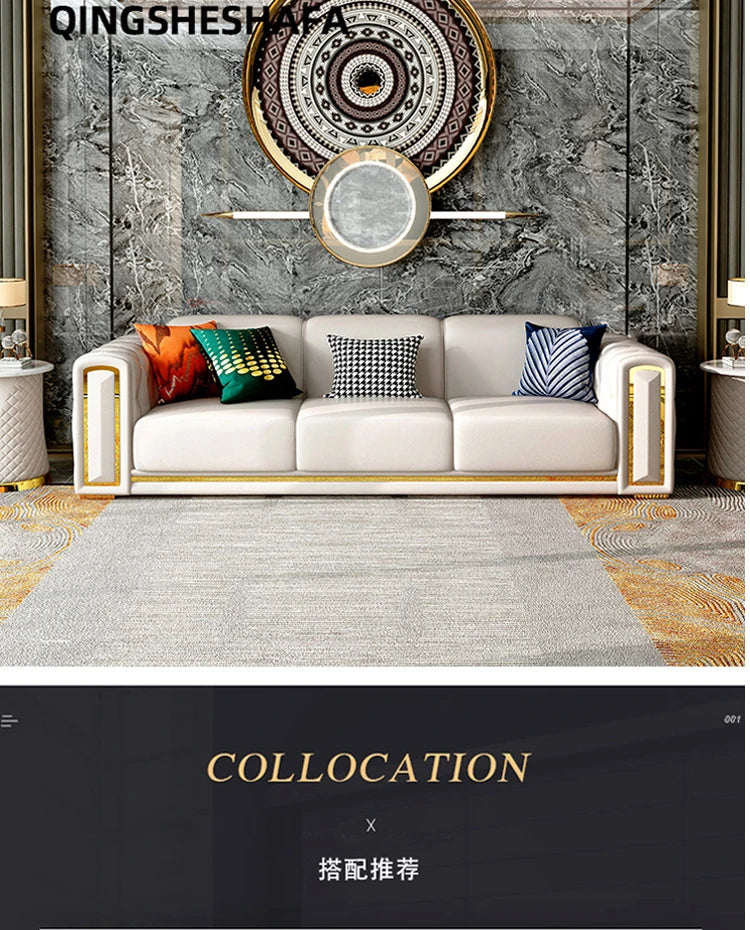 A2-7   new light luxury leather sofa living room combination size modern simple first-layer cowhide sofa